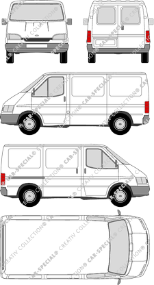 Ford Transit, fourgon, Radstand kurz, Heck verglast, Rear Wing Doors, 1 Sliding Door (1994)