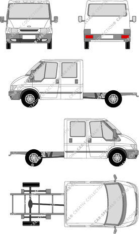 Ford Transit, M, Chasis para superestructuras, paso de rueda medio, cabina doble (2000)
