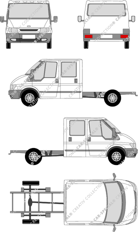 Ford Transit, M, Châssis pour superstructures, Radstand mittel, double cabine (2000)