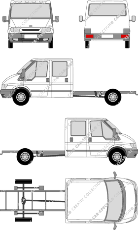 Ford Transit, L, Châssis pour superstructures, Radstand lang, double cabine (2000)