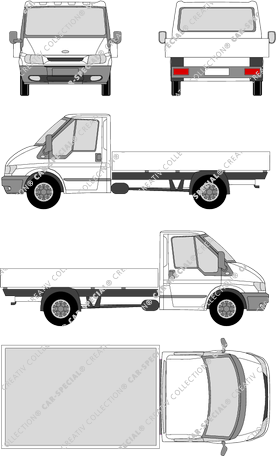 Ford Transit, M, catre, paso de rueda medio, cabina individual (2000)