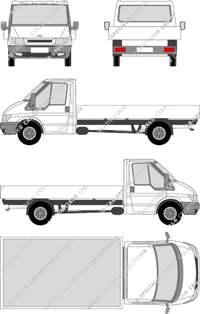 Ford Transit, L, catre, paso de rueda largo, cabina individual (2000)