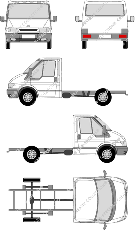 Ford Transit, K, Chasis para superestructuras, paso de rueda corto, cabina individual (2000)