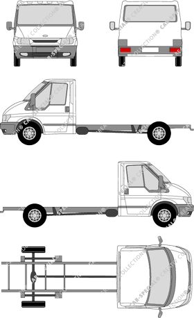 Ford Transit, L, Telaio per sovrastrutture, empattement long, Einzelkabine (2000)