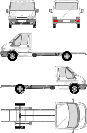 Ford Transit, EL, Chasis para superestructuras, paso de rueda especialmente largo, cabina individual (2000)