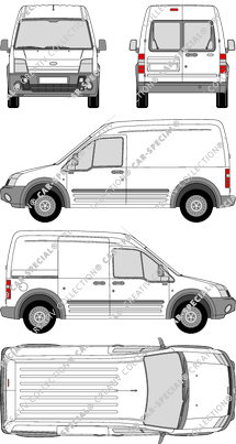 Ford Transit Connect, Kastenwagen, Heck verglast, Rear Wing Doors, 1 Sliding Door (2002)