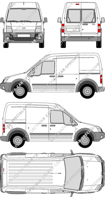 Ford Transit Connect, Kastenwagen, Heck verglast, Rear Wing Doors, 2 Sliding Doors (2002)