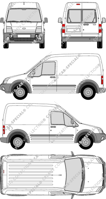 Ford Transit Connect, furgone, vitre arrière, Rear Wing Doors (2002)