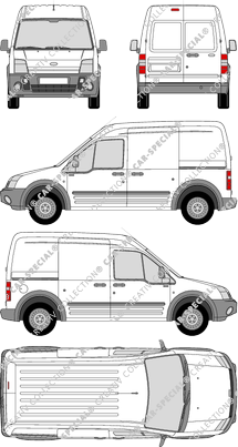 Ford Transit Connect, furgone, sans vitre arrière, Rear Wing Doors, 2 Sliding Doors (2002)
