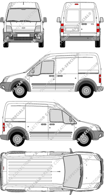 Ford Transit Connect, furgón, sin ventana al parte trasera, Rear Wing Doors, 2 Sliding Doors (2002)