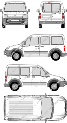 Ford Transit Connect, furgón, acristalado, Rear Wing Doors, 1 Sliding Door (2002)