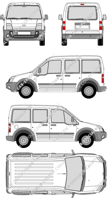 Ford Transit Connect, furgone, vitré, Rear Flap, 1 Sliding Door (2002)