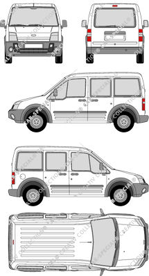 Ford Transit Connect, furgone, vitré, Rear Flap, 2 Sliding Doors (2002)