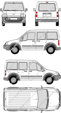 Ford Transit Connect, furgón, acristalado, Rear Flap, 2 Sliding Doors (2002)