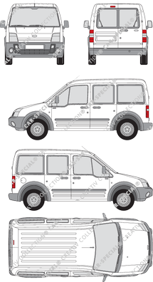 Ford Tourneo Connect Versione piccola, Versione piccola, fourgon, Rear Wing Doors, 1 Sliding Door (2002)