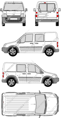 Ford Transit Connect, Kastenwagen, Radstand kurz, Heck verglast, Doppelkabine, Rear Wing Doors, 2 Sliding Doors (2006)