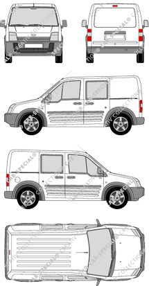 Ford Transit Connect, furgone, empattement court, Doppelkabine, Rear Flap, 2 Sliding Doors (2006)