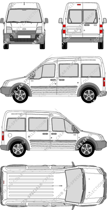 Ford Transit Connect, van/transporter, long wheelbase, Rear Wing Doors, 2 Sliding Doors (2006)