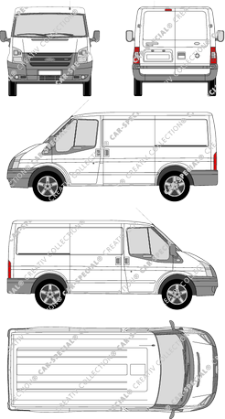 Ford Transit, furgone, empattement court, Rear Wing Doors, 2 Sliding Doors (2006)