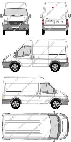 Ford Transit, van/transporter, medium roof, short wheelbase, Rear Wing Doors, 2 Sliding Doors (2006)