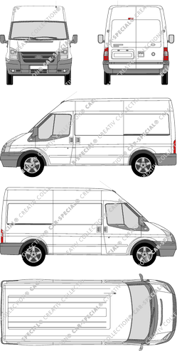 Ford Transit, Kastenwagen, Dach mittel, Radstand mittel, Rear Wing Doors, 2 Sliding Doors (2006)