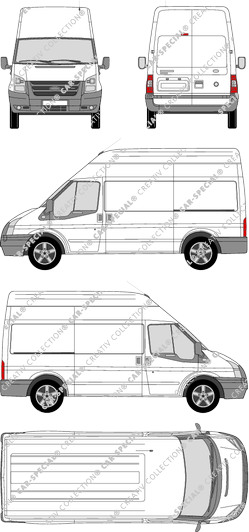 Ford Transit, furgone, tetto alto, empattement  moyen, Rear Wing Doors, 2 Sliding Doors (2006)