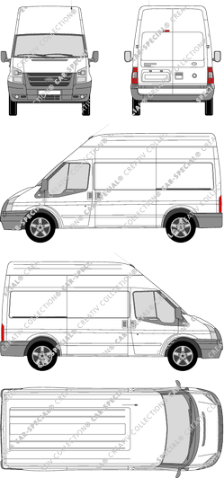 Ford Transit, fourgon, toit haut, Radstand mittel, Rear Wing Doors, 2 Sliding Doors (2006)