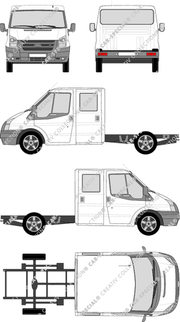 Ford Transit, Chasis para superestructuras, paso de rueda medio, cabina doble (2006)