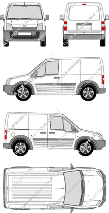 Ford Transit Connect, furgón, paso de rueda corto, Rear Flap, 1 Sliding Door (2006)