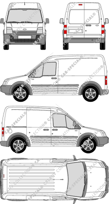 Ford Transit Connect, van/transporter, high roof, long wheelbase, Rear Wing Doors, 1 Sliding Door (2006)