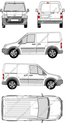 Ford Transit Connect, van/transporter, short wheelbase, Rear Wing Doors, 2 Sliding Doors (2006)