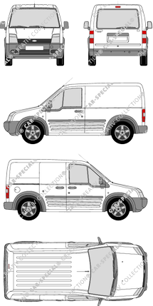 Ford Transit Connect, furgone, empattement court, vitre arrière, Rear Flap, 1 Sliding Door (2006)