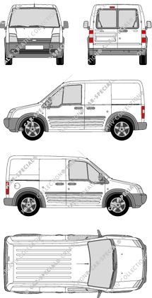 Ford Transit Connect, fourgon, Radstand kurz, Heck verglast, Rear Wing Doors, 2 Sliding Doors (2006)