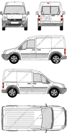 Ford Transit Connect, fourgon, Radstand lang, Heck verglast, Rear Wing Doors, 2 Sliding Doors (2006)