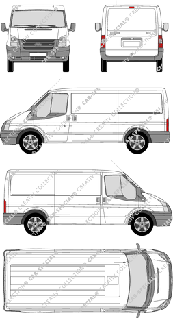 Ford Transit, furgón, paso de rueda medio, Rear Flap (2006)