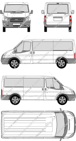 Ford Transit, Kleinbus, empattement  moyen, Rear Flap, 2 Sliding Doors (2006)