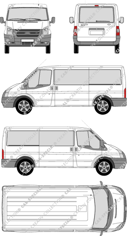 Ford Transit, Kleinbus, Radstand mittel, Rear Flap, 2 Sliding Doors (2006)