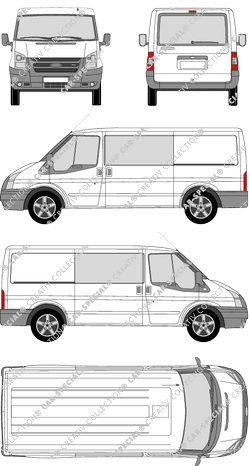 Ford Transit, minibus, medium wheelbase, rear window, double cab, Rear Flap, 2 Sliding Doors (2006)