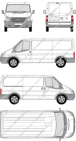 Ford Transit, fourgon, Radstand mittel, Rear Wing Doors, 1 Sliding Door (2006)