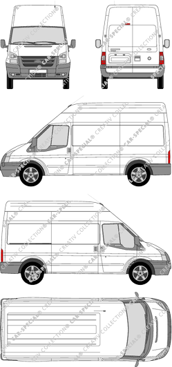 Ford Transit, van/transporter, high roof, medium wheelbase, Rear Wing Doors, 1 Sliding Door (2006)