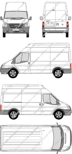 Ford Transit, fourgon, toit haut, Radstand mittel, Rear Wing Doors, 1 Sliding Door (2006)