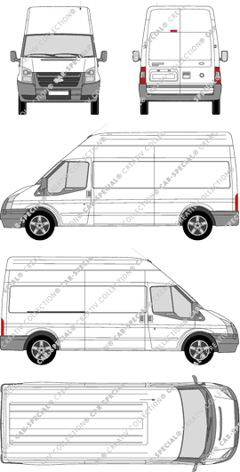 Ford Transit, fourgon, toit haut, Radstand lang, Rear Wing Doors, 1 Sliding Door (2006)