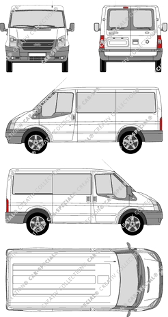 Ford Transit, minibus, short wheelbase, Rear Wing Doors, 1 Sliding Door (2006)