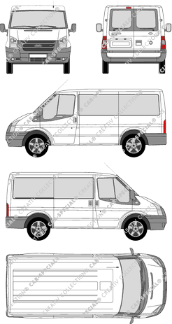 Ford Transit, Kleinbus, empattement court, Rear Wing Doors, 1 Sliding Door (2006)