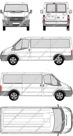 Ford Transit, camionnette, Radstand mittel, Rear Wing Doors, 1 Sliding Door (2006)