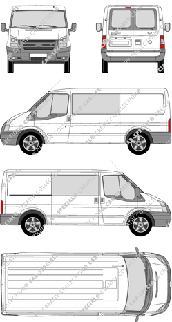 Ford Transit, fourgon, Radstand mittel, Heck verglast, double cabine, Rear Wing Doors, 1 Sliding Door (2006)