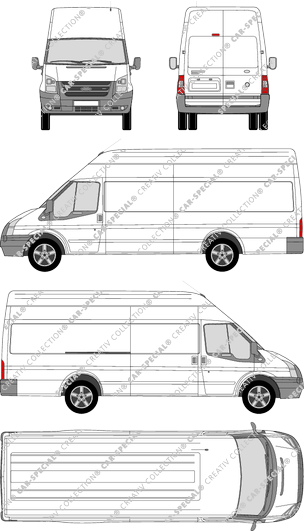 Ford Transit gros volume, furgone, Rear Wing Doors, 1 Sliding Door (2006)