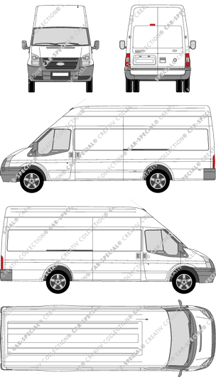 Ford Transit gros volume, furgone, Rear Wing Doors, 2 Sliding Doors (2006)