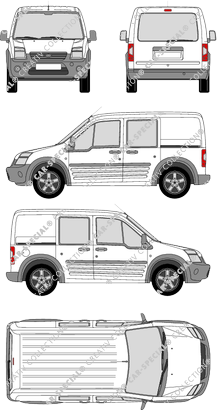 Ford Transit Connect, furgone, vitre arrière, Doppelkabine, Rear Flap, 2 Sliding Doors (2009)