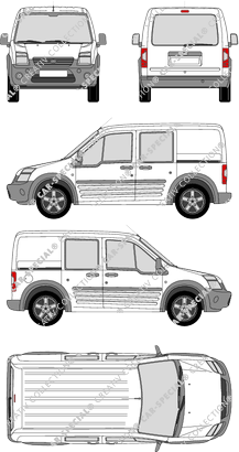 Ford Transit Connect, Kastenwagen, Heck verglast, Doppelkabine, Rear Flap, 2 Sliding Doors (2009)